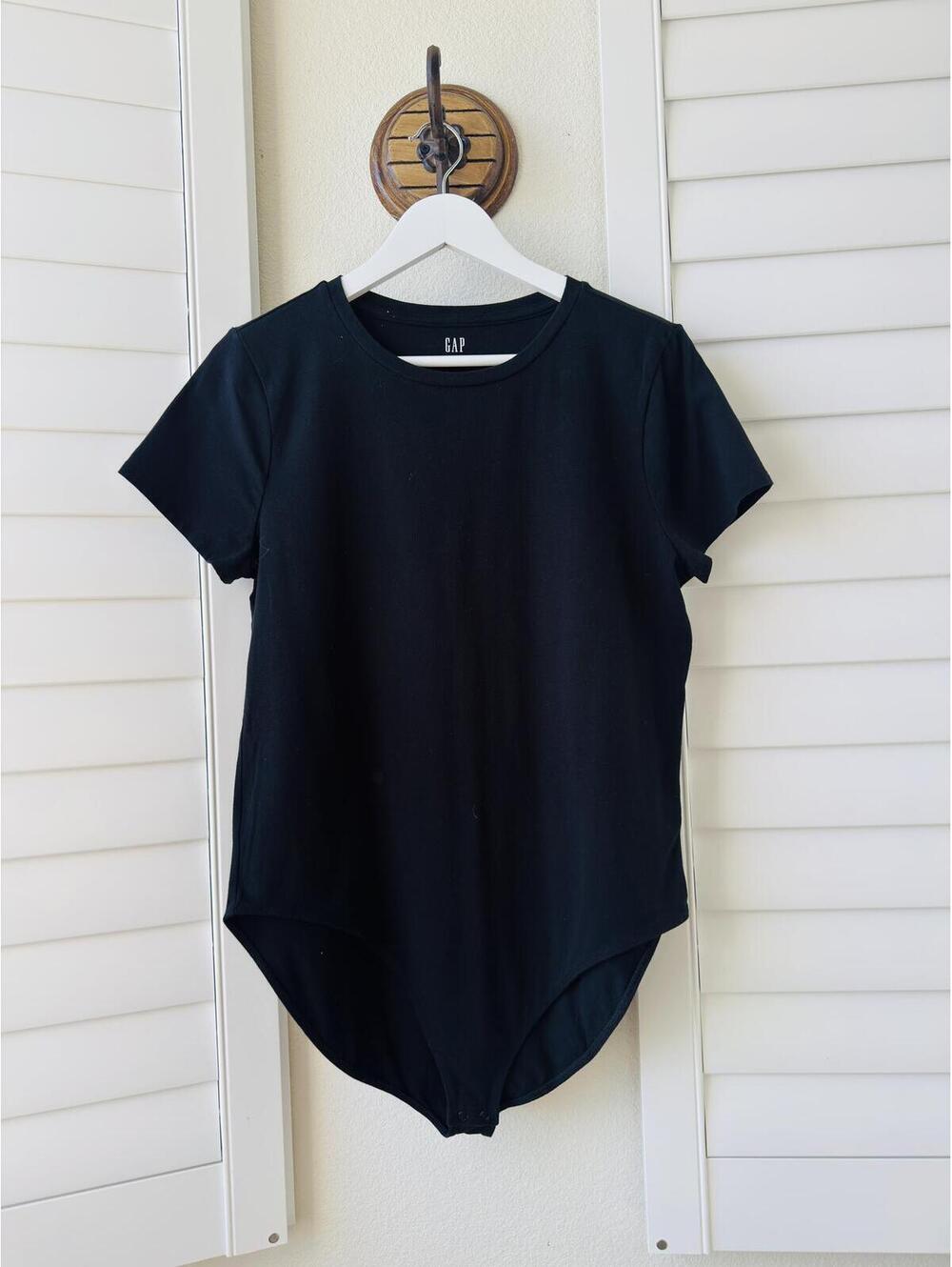 Gap Black Crew Neck Short Sleeve Bodysuit - Size XL